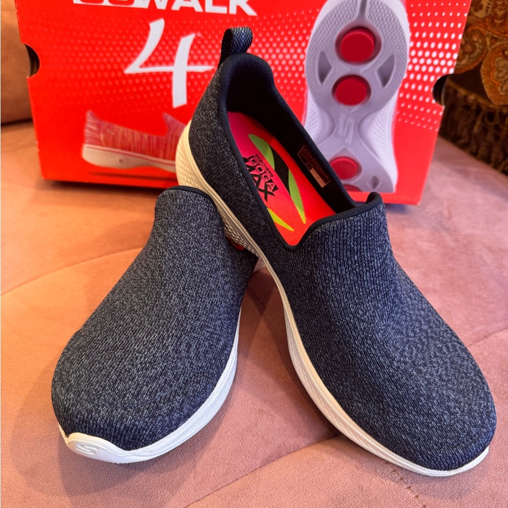 Skechers Navy and White Slip-On Sneakers
